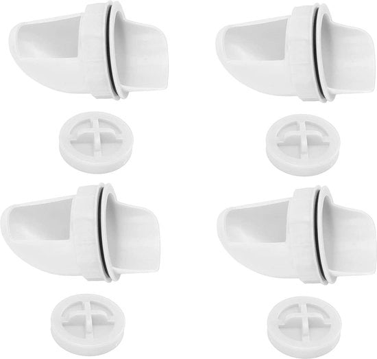 Nutrizione per polli DIY - 4 set di dispositivi automatici a gravità resistenti alle piogge per secchi, vasi, pentole e mangiatoie (bianco)