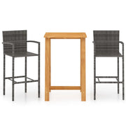 Set Bar da Giardino 3 pz | Set Salotto da Giardino Grigio