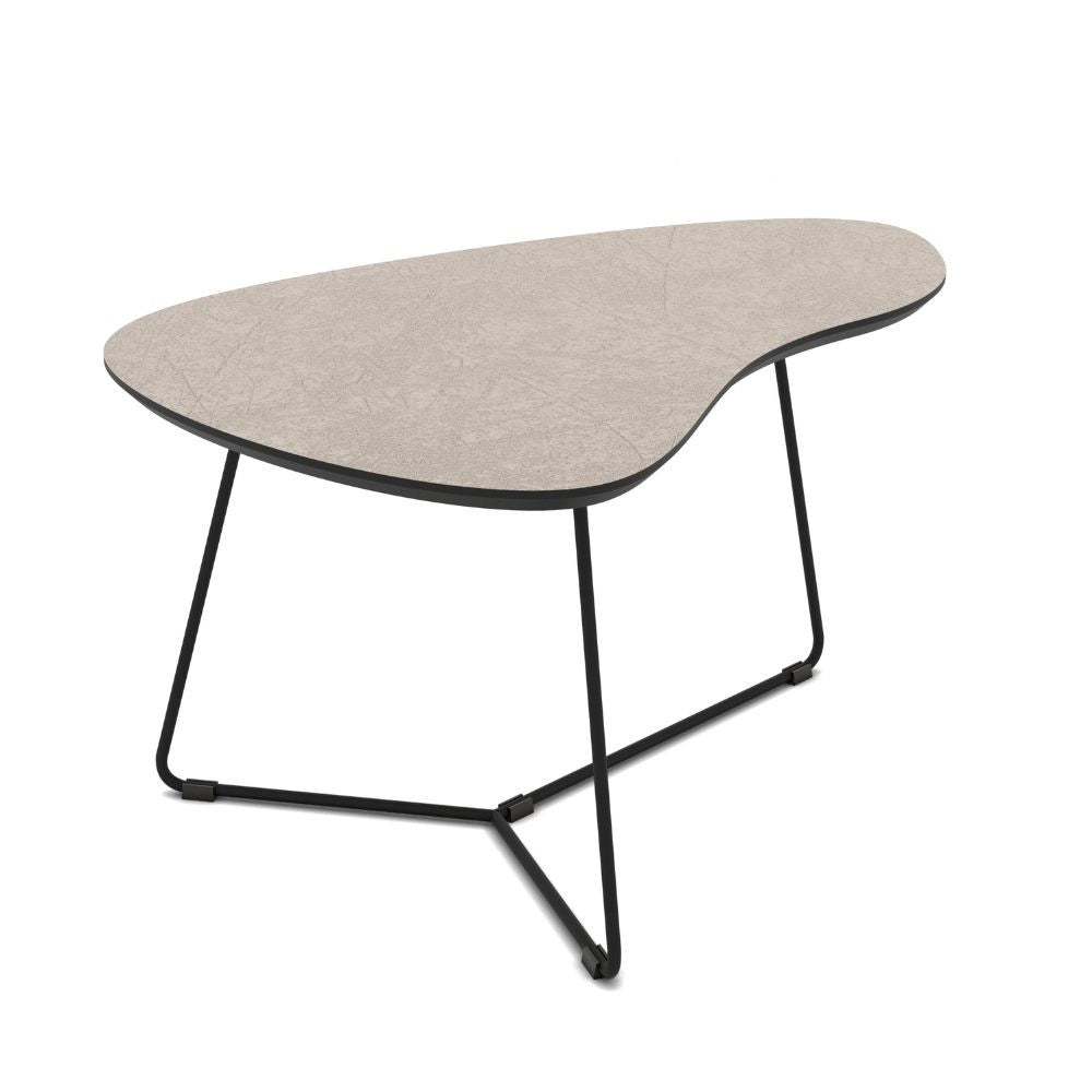 Coppia tavolini da salotto con piano colore cashmere e base metallo nera Tussey