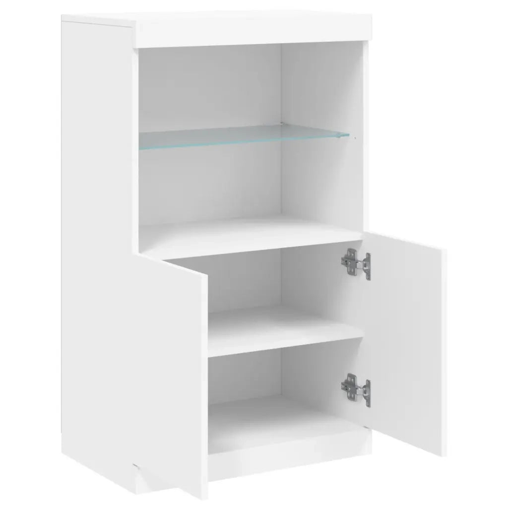 Credenza | Madia | Buffet da pranzo | Armadio da pranzo con Luci LED Bianca 60,5x37x100 cm