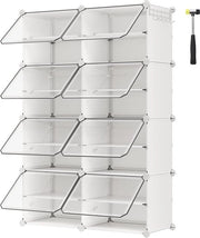 Rack per scarpe con 8 contenitori - cassettone per scarpe sottili - telaio in acciaio - bianco - per soggiorno e camera da letto