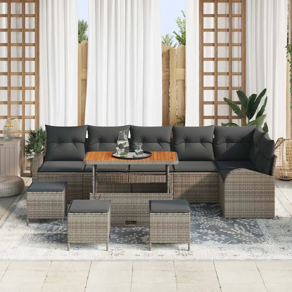 Set Divano da Giardino con cuscino con cuscino 10 pcs Grigio 3364373
