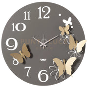 Orologio da parete particolare Butterfly Flowers grande Fango e oro laccato