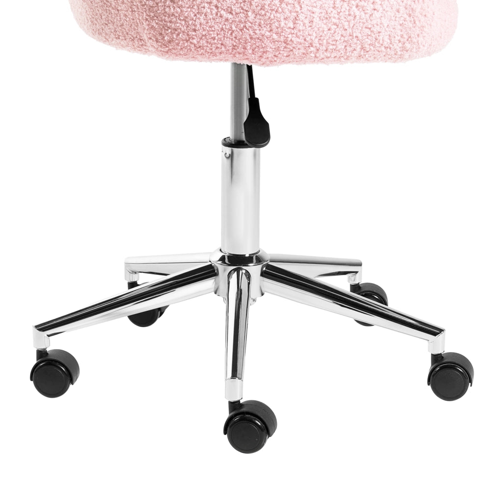 Sedia da ufficio girevole con altezza regolabile in tessuto boucle rosa pastello stile moderno retrò ufficio di casa