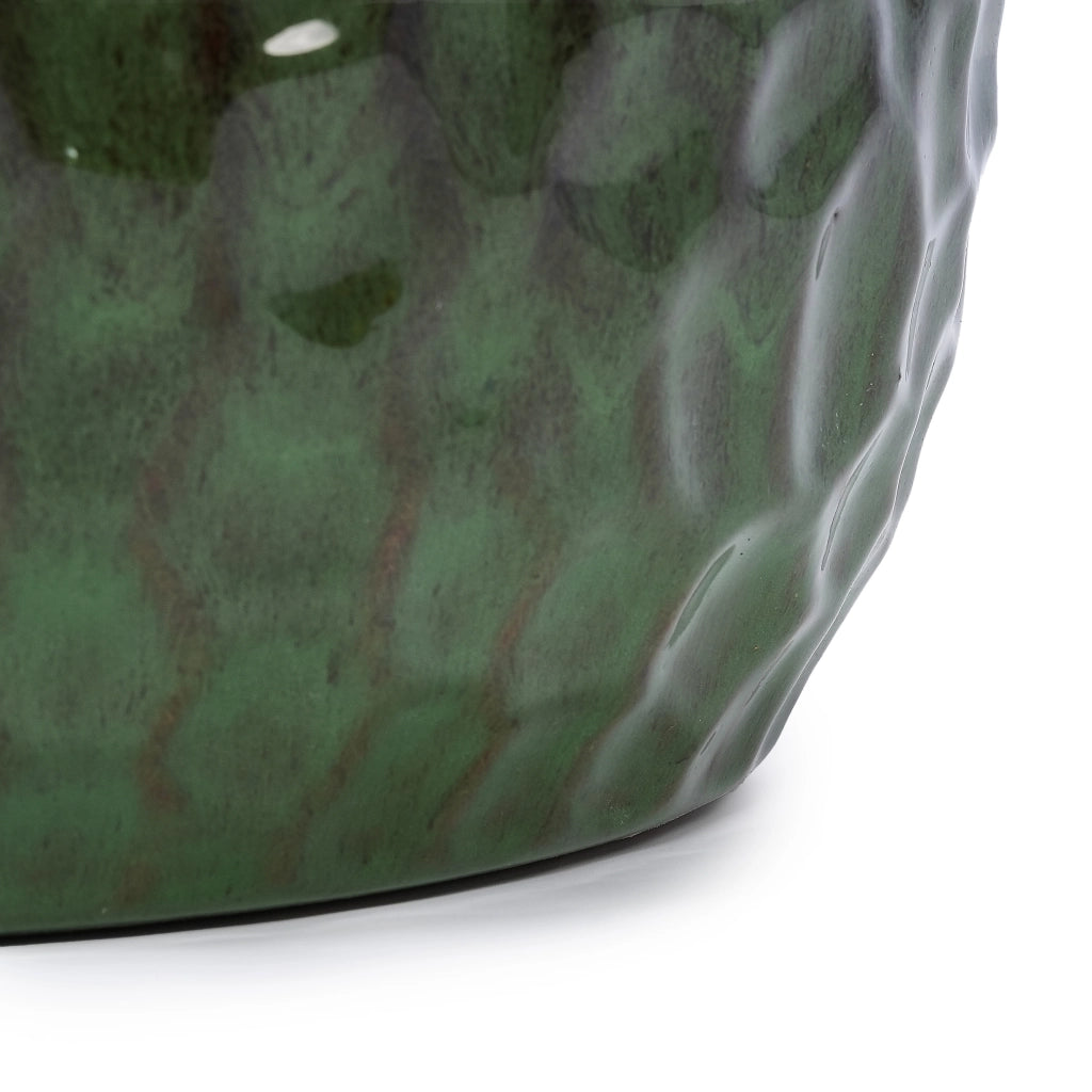 Fioriera in ceramica con foro di drenaggio per interno ed esterno finitura lucida verde antico 49,0 × 49,0 × 31,5 cm