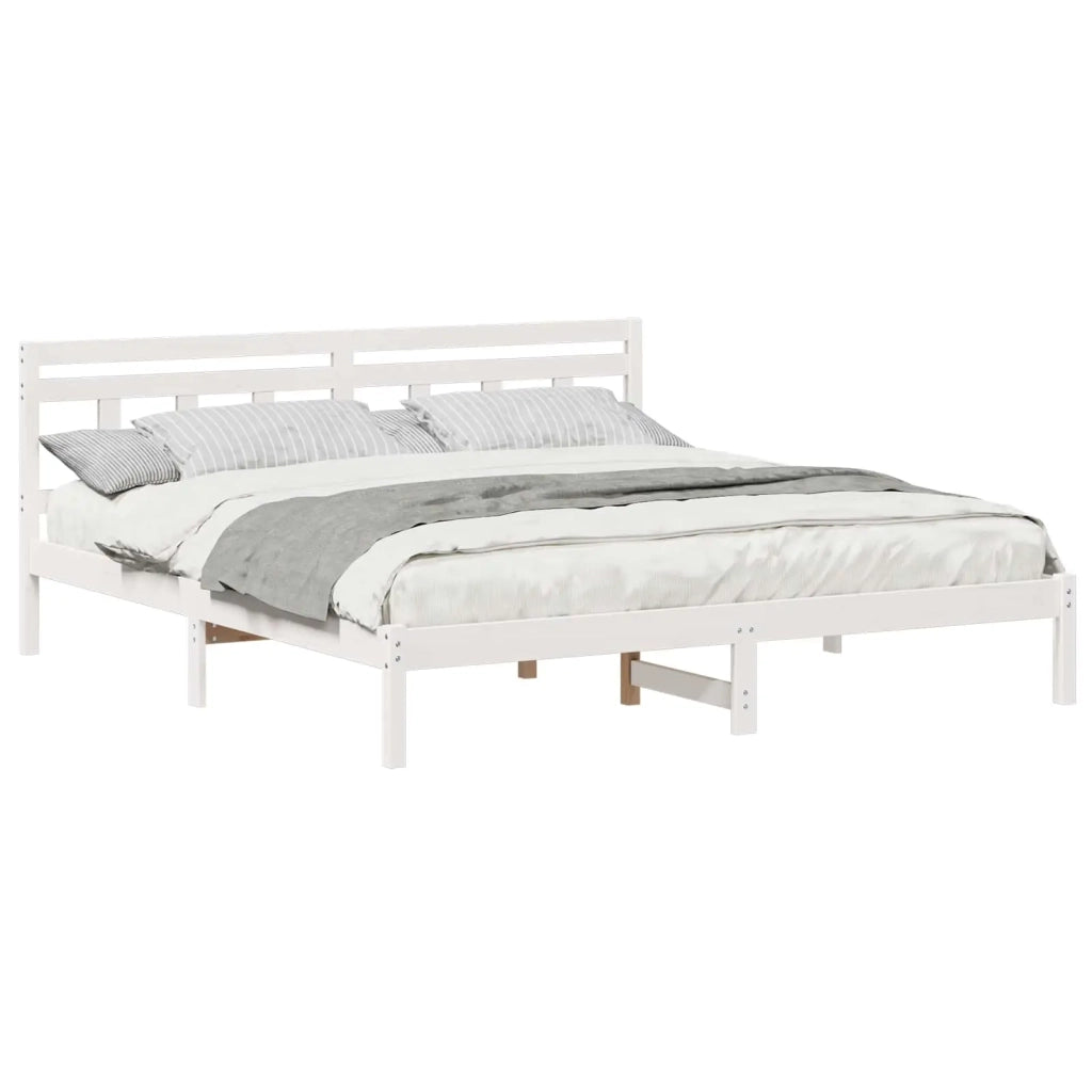 Struttura del letto Bianco 200 x 200 cm Pino massello 872360