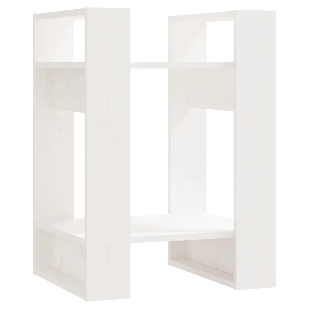 Libreria Divisorio-Scaffale per Libri-Mobile di Stoccaggio Bianco 41x35x57 cm in Legno Massello di Pino