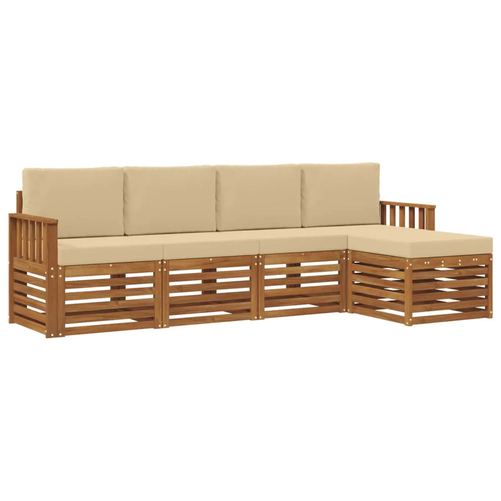 Set di divani da esterno 5 pz Naturale e Beige 3374643
