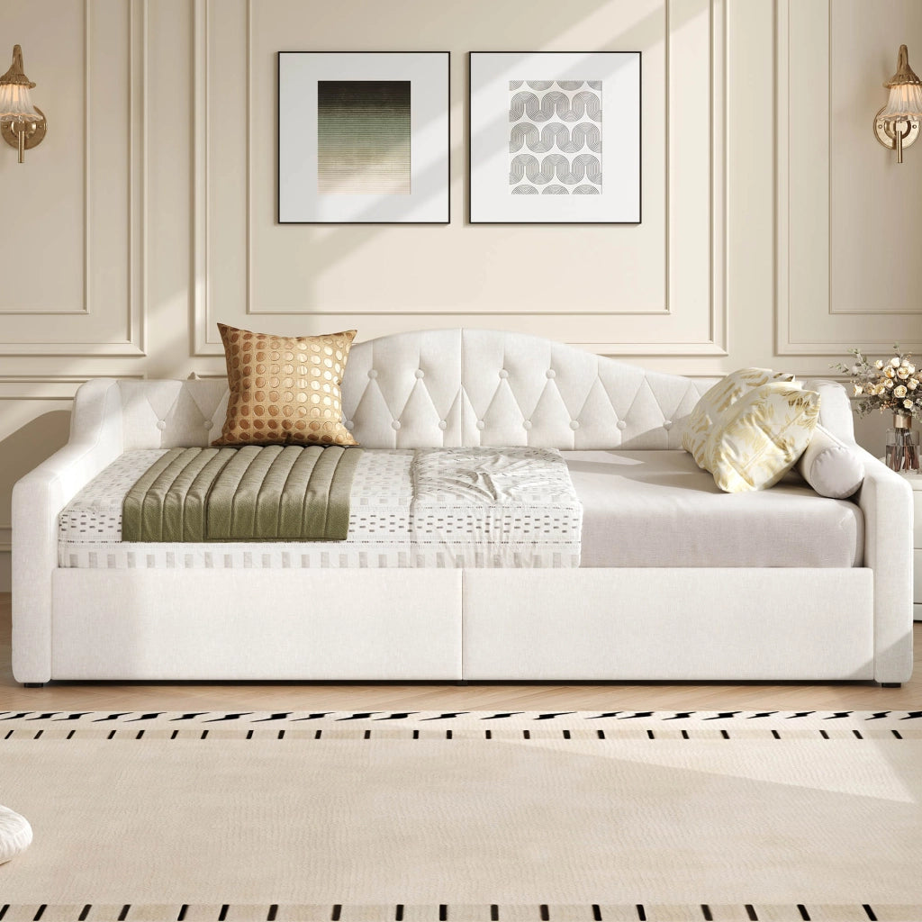 LETTO Contenitore 140x200 cm con LED Beige in MDF e Plywood