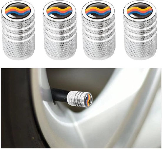 Ventieldoppi per pneumatici - Impermeabili e stoviglie - Argento - Lega di alluminio - 4 pezzi - Adatto per auto