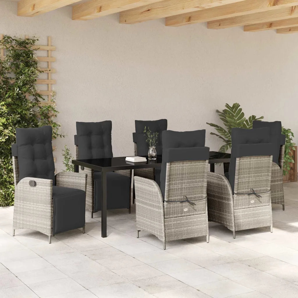 Set da Pranzo per Giardino 7 pcs Grigio chiaro polyrattan 3380573