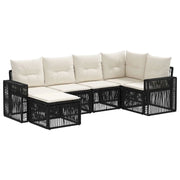 Set Divano da Giardino 6 pcs Nero e Bianco Crema polyrattan 3435190