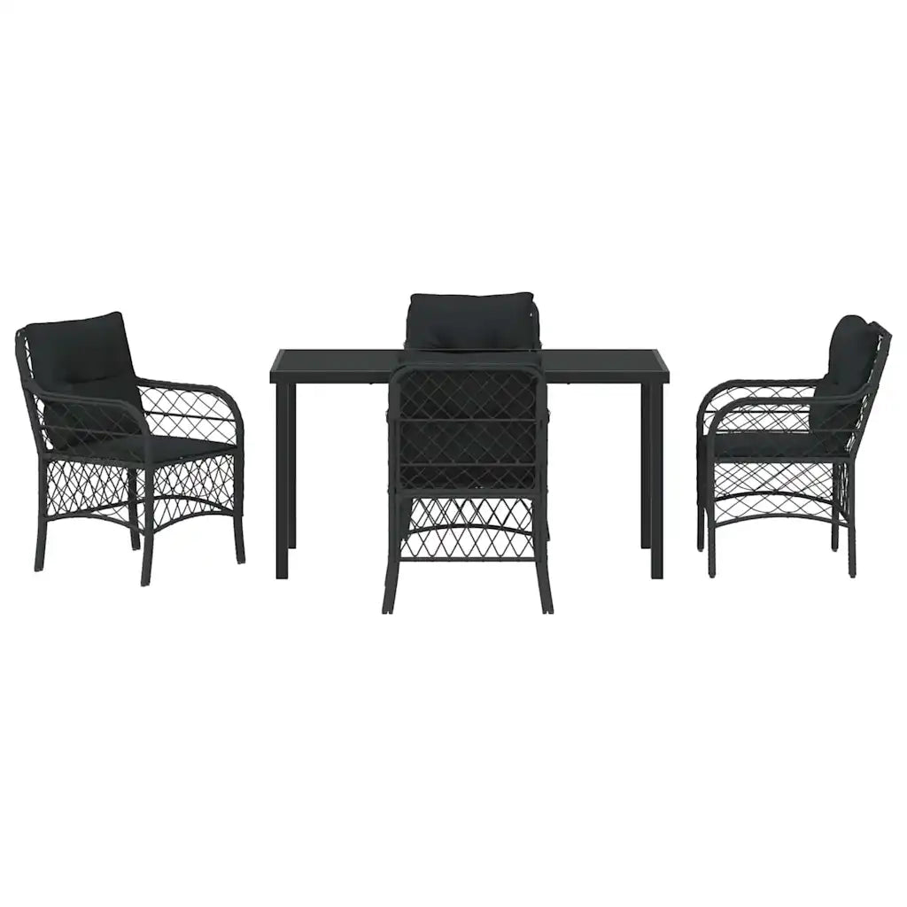 Set da Pranzo per Giardino con cuscino 5 pcs Nero polyrattan 3380206