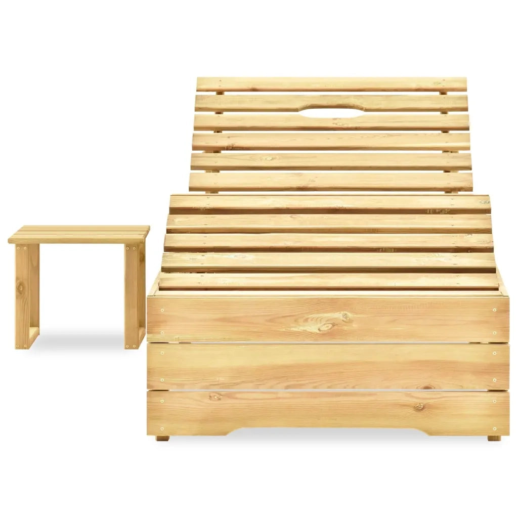 Lettino Prendisole e Tavolino in Legno di Pino Impregnato 315403