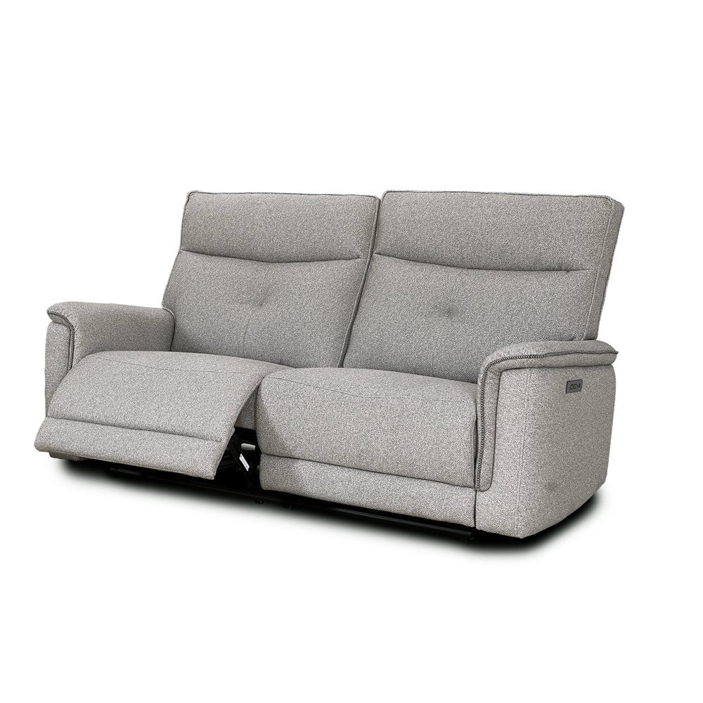 Set divani recliner elettrici Elysio divano 3 posti + divano 2 posti + poltrona recliner tessuto grigio