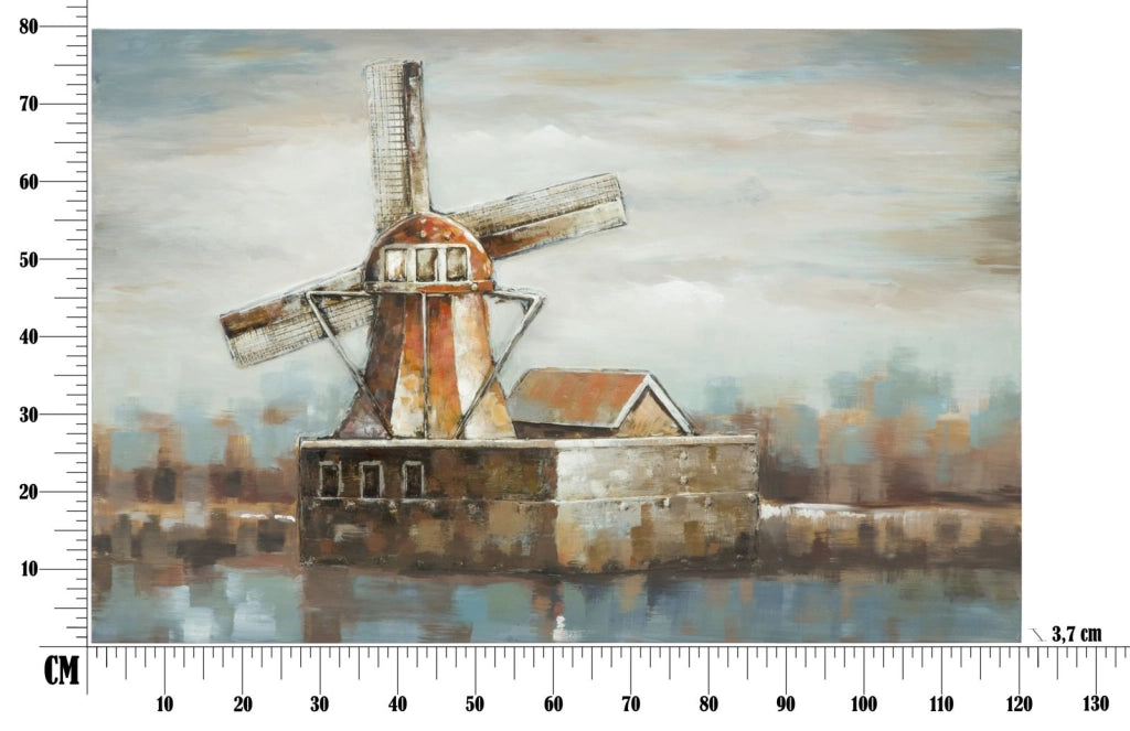 Dipinto su Tela Mulino a Vento 120x3,7x80 cm in Alluminio Plastica e Canvas