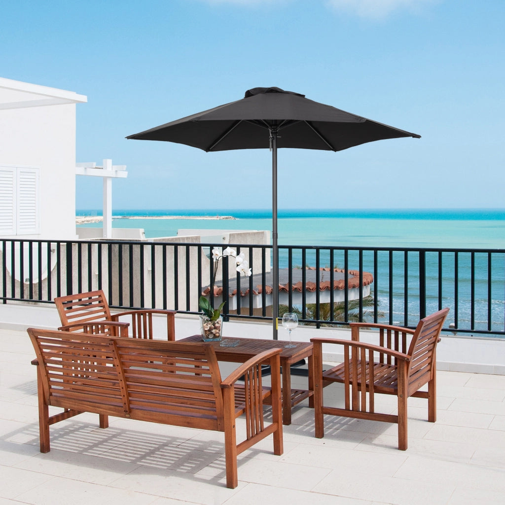 Parasole esagonale girevole pieghevole diametro 196 cm stabile da mercato protezione solare per balcone giardino e spiaggia colore nero