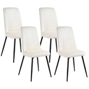 Set di 4 sedie da pranzo con seduta in velluto imbottito Stile moderno Senza braccioli Gambe in ferro bianco sporco