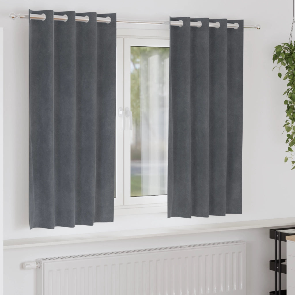 Tende oscuranti  con occhielli 2 pezzi in velluto grigio chiaro super