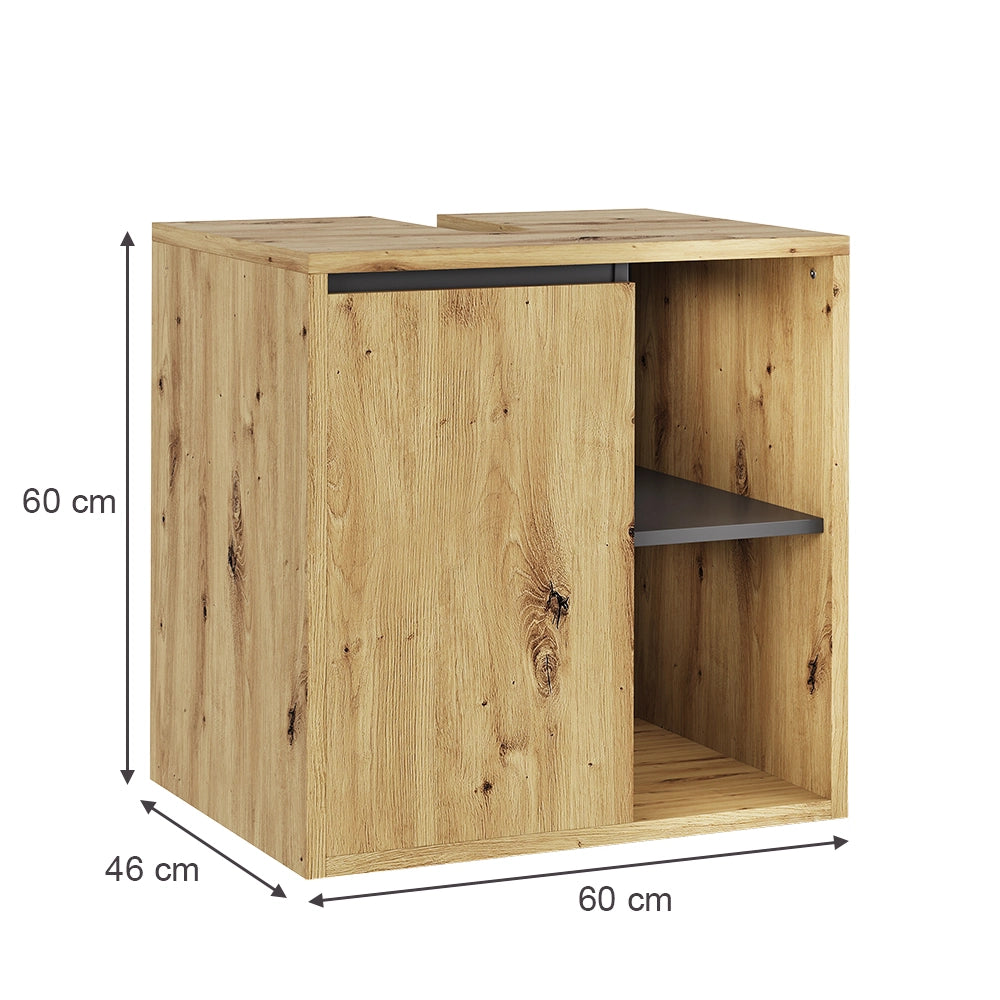 Vicco Mobile sottolavabo per bagno Artigiano/grigio 60 x 60 cm con ripiani aperti