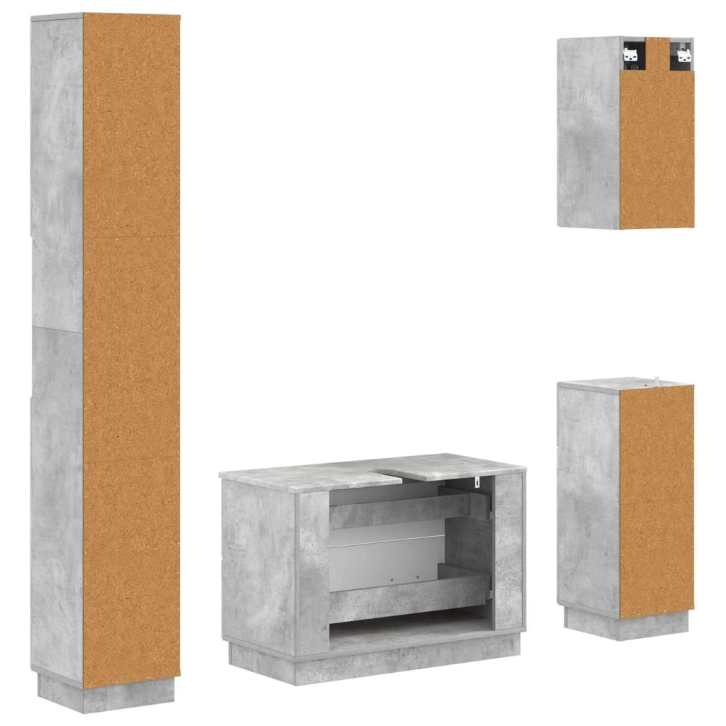 Set di Mobili da Bagno da 4 Pezzi HOORN Grigio Cemento 3417957