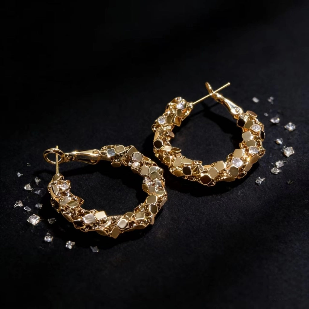 Orecchini a cerchio vintage in argento marrone