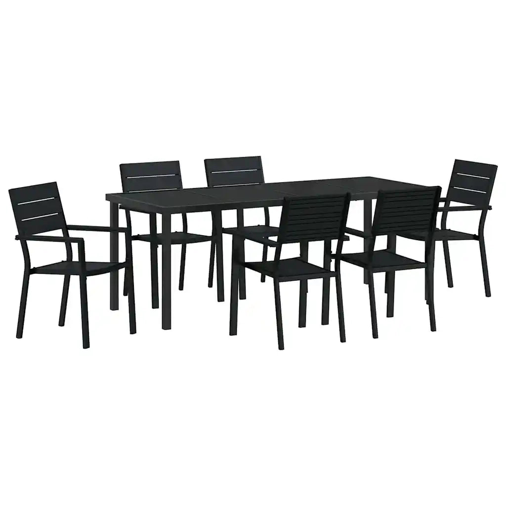 Set da Pranzo per Giardino 7 pcs Nero 3379147