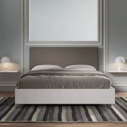 Letto matrimoniale contenitore doppia alzata 160x200 bianco frassino testata similpelle cappuccino Level