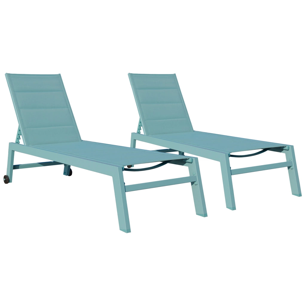 Set di 2 lettini BARBADOS in textilene azzurro - alluminio azzurro