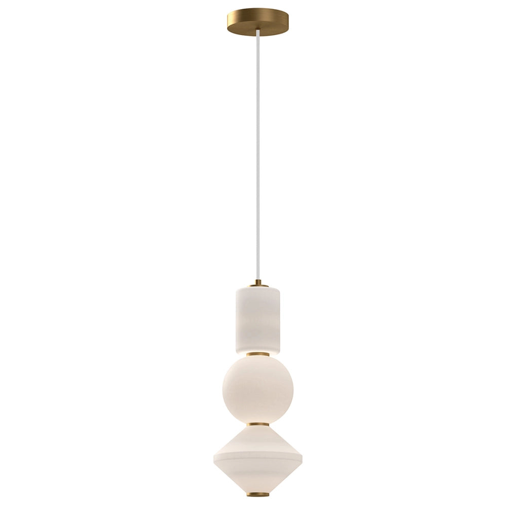 Lampada a sospensione Bijou LED 20W vetro opale oro