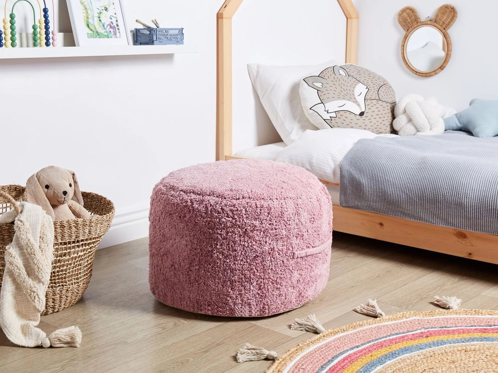 Pouf rosa in cotone 50 x 35 cm Seduta decorativa fatta a mano in stile moderno Boho Soggiorno Camera da letto