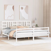 Giroletto con Testiera-Struttura Letto con testiera Bianco 200x200 cm in Legno Massello 519873