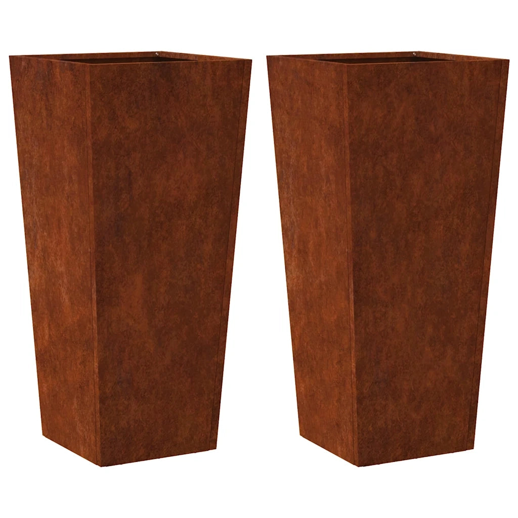 Fioriere da Giardino 2 pz 35x35x75 cm in Acciaio Corten 851093