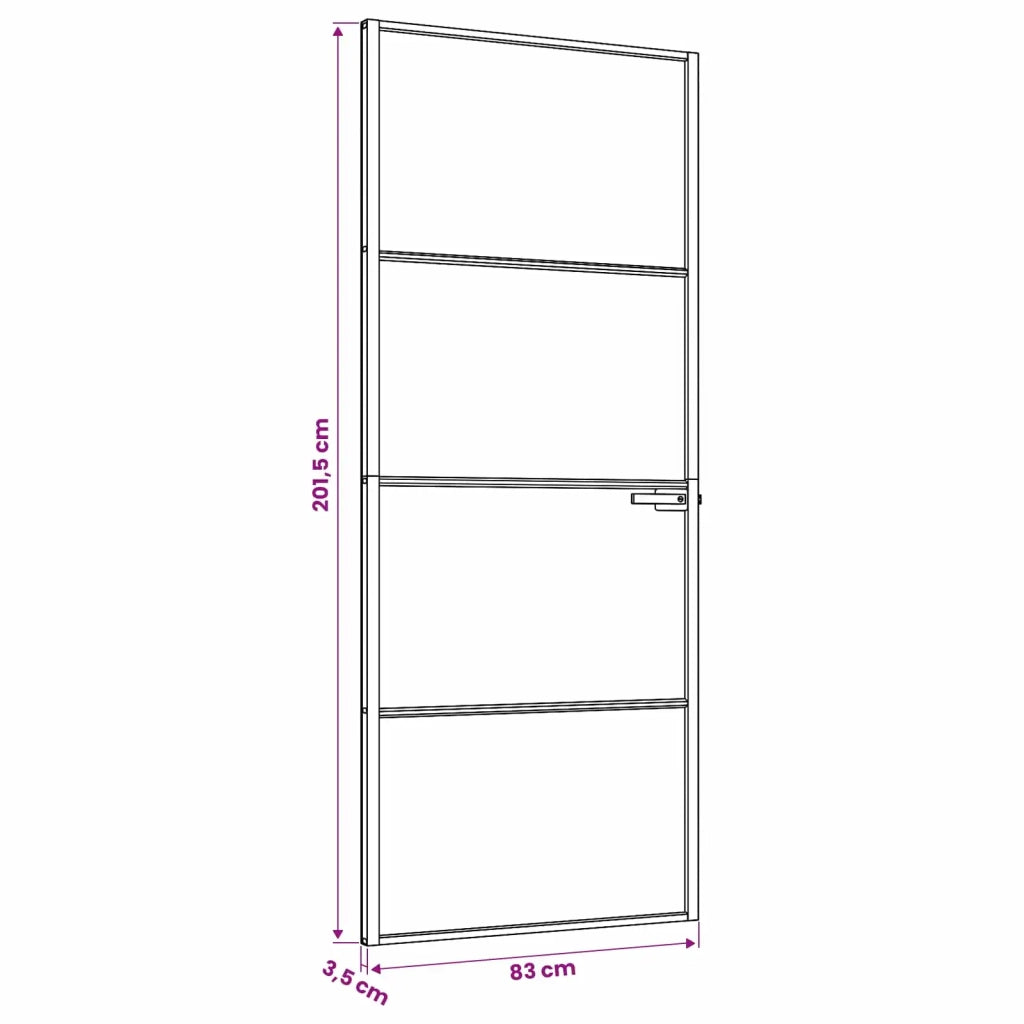 Porta Interna 83 x 201,5 cm Vetro Temperato e Alluminio 42054102
