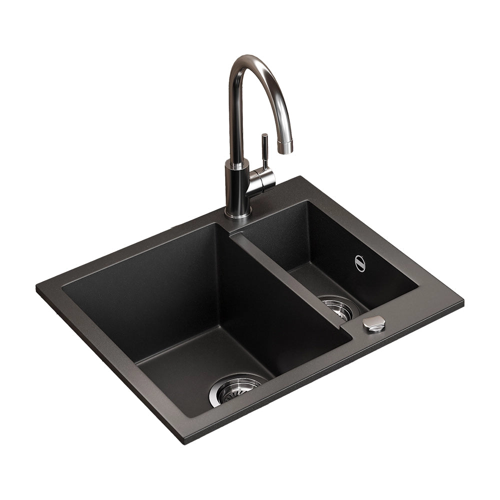 Bergström Lavello Nero 58 x 50 cm con 2 lavelli