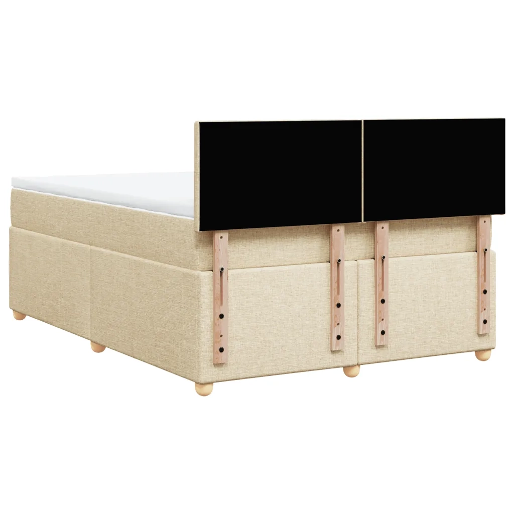 Giroletto a Molle con Materasso Crema 140x19 cm in Tessuto