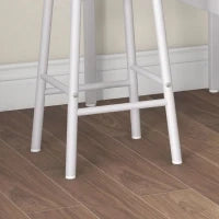 Set da Bar con Tavolo Alto e 2 Sgabelli, Struttura in Acciaio, Piano Effetto Legno Naturale, 2 Persone, Bianco