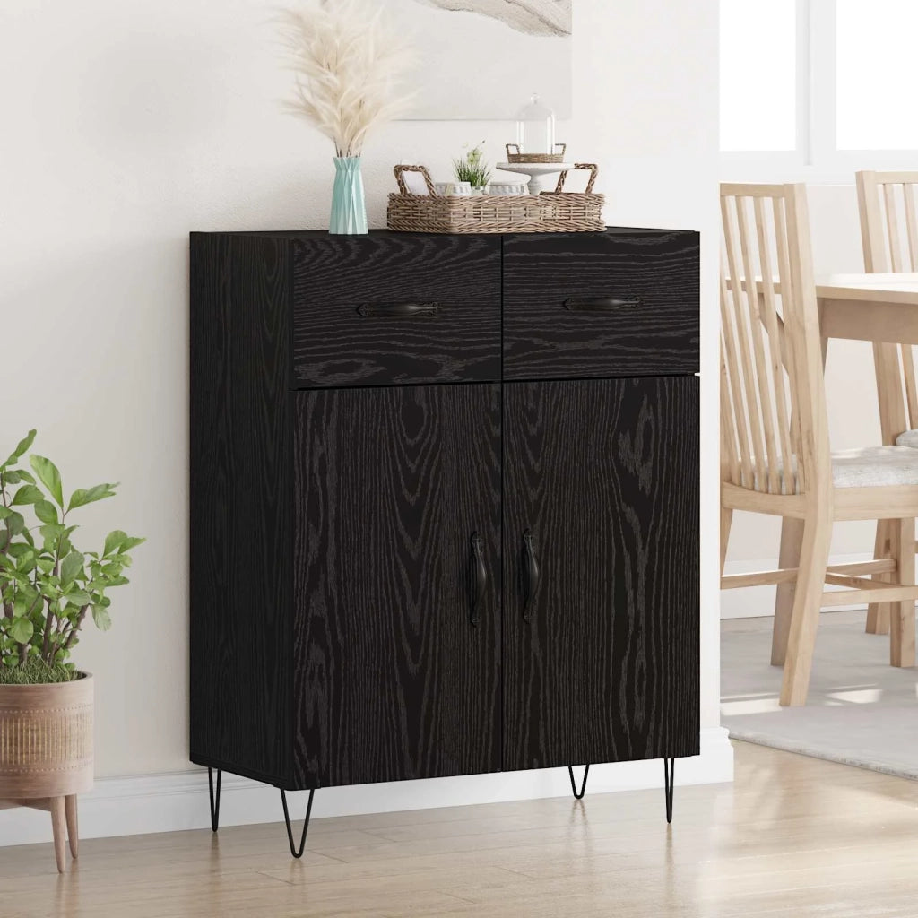 Credenza Rovere Nero 69,5 x 34 x 90 cm Legno multistrato 882274