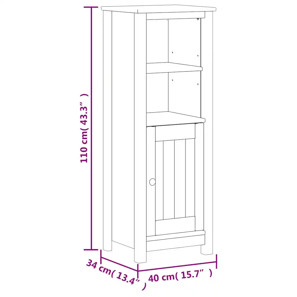 Set Mobili da Bagno | Armadio da bagno 3 pz BERG Nero in Legno Massello di Pino