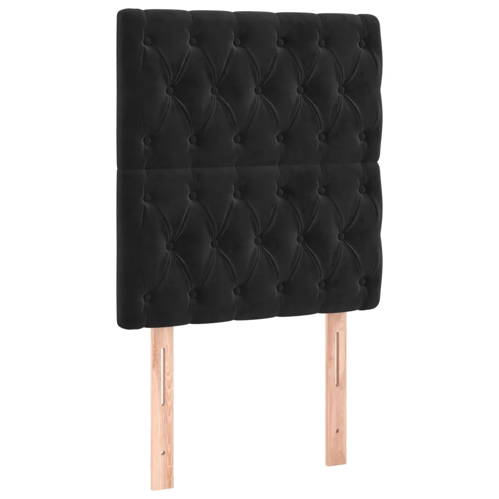 Letto a Molle con Materasso e LED Nero 90x200 cm in Velluto