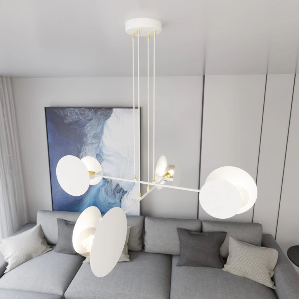 Lampada a sospensione Idea in acciaio bianco e oro