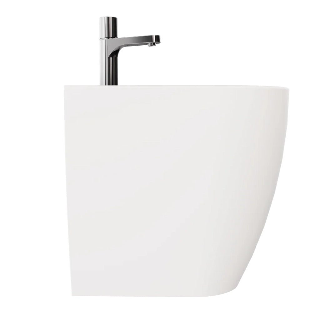 Coppia Di Sanitari Azzurra Ceramica Da Terra Filo Muro Senza Brida Bianco Lucido "Comoda"