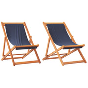 Sedie da Spiaggia Pieghevoli 2 pz | Sedie da Esterno in Tessuto Blu