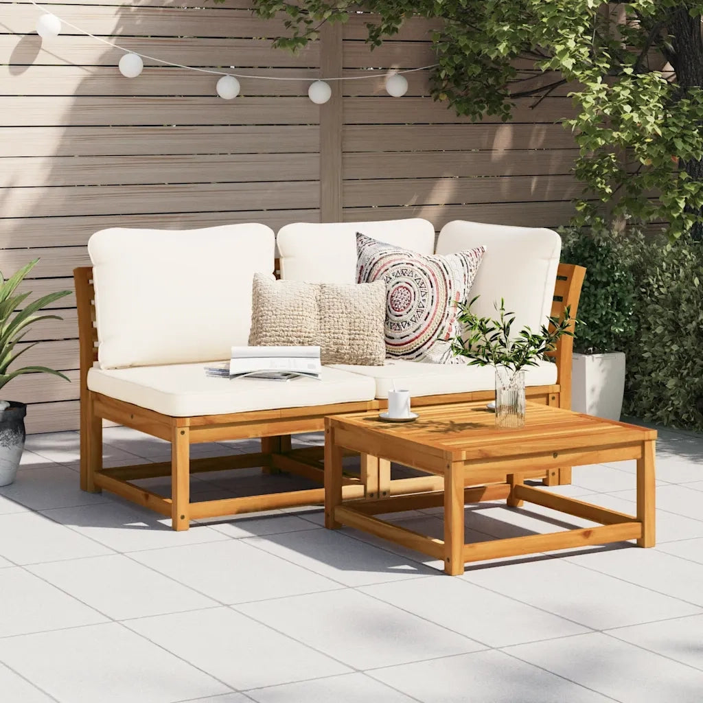 Set Salotto da Giardino 2 pz con Cuscini Legno Massello Acacia
