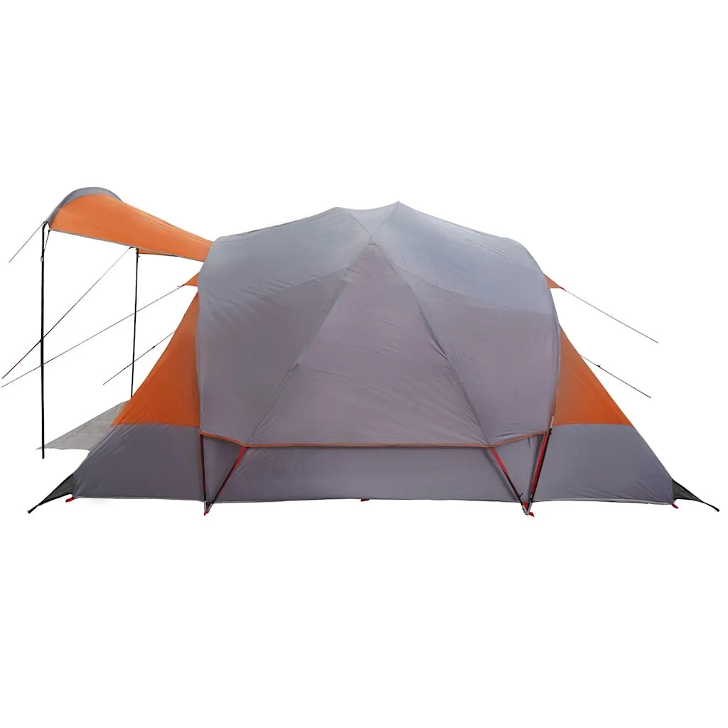 Tenda Familiare a Tunnel 8 Persone-Tenda da campeggio Grigia Arancione Impermeabile 190563