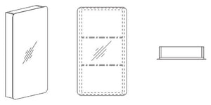 Specchio Contenitore Anta Destra 50x13x85 cm 2 Ripiani in Nobilitato Montegrappa Bianco