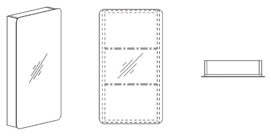 Specchio Contenitore Anta Sinistra 50x13x85 cm 2 Ripiani in Nobilitato Montegrappa Bianco