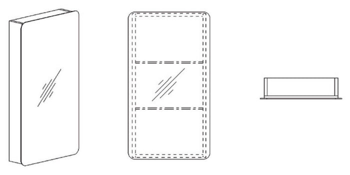 Specchio Contenitore Anta Sinistra 50x13x85 cm 2 Ripiani in Nobilitato Montegrappa Bianco