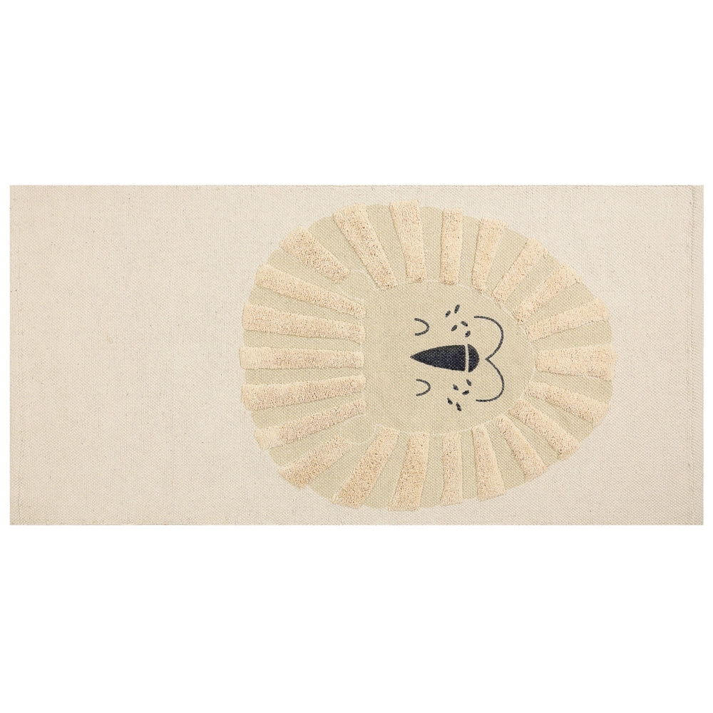 Tappeto per bambini in cotone con motivo leone 80 x 150 cm tessuto a mano Beige cameretta camera dei bambini