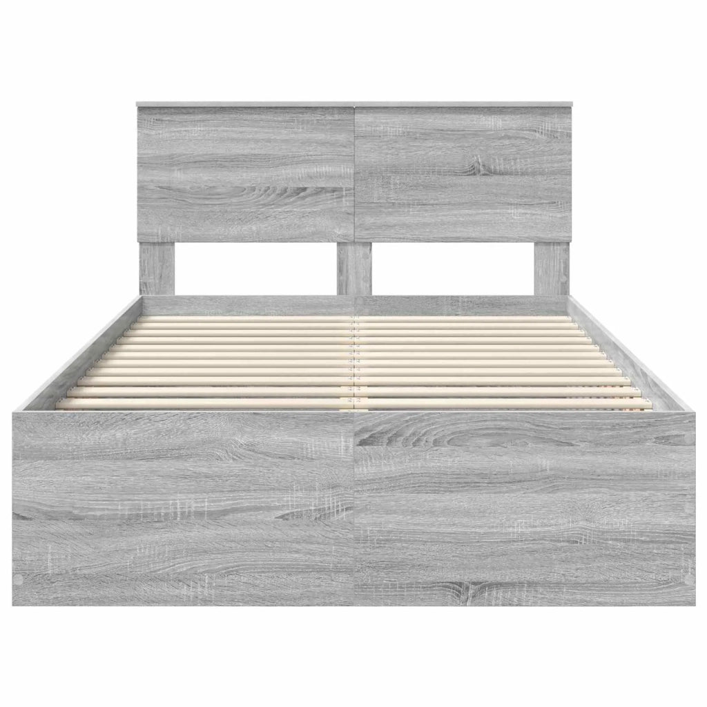 Struttura del letto con testiera Grigio Sonoma 135 x 190 cm